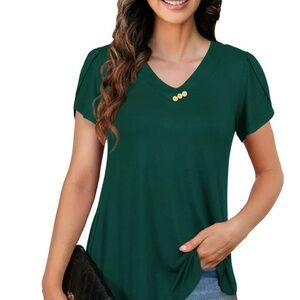 McVanedy Women’s Plus Size Short Sleeve T-Shirt, Petal Sleeves ￼Tunic Top 2X, 3X